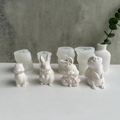 Easter Rabbit Candle Mold DIY Aromatherapy Gypsum Silicone Mold Birthday Gift Small Rabbit Silicone Mold for Window Display