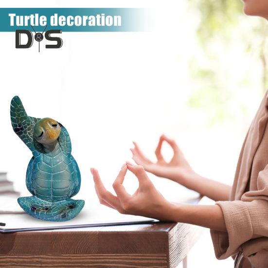 Yoga Meditation Sitting Turtle Figurine Resin Sea Turtle Statue Model Animal Sculpture Ornament Indoor Outdoor Garden Home Office Decoration Birthday