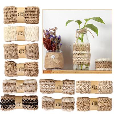 2M/Rolle Handgefertigte Beschläge Jute Sackleinenband Natürliches Hanfband DIY Hochzeitsfeier Handwerk Festival Dekoration Geschenkverpackung Festivalbedarf