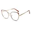 Hollow cat's eye anti-blue glasses frame ins women's European and American fashion trend metal flat glasses myopia glasses frame