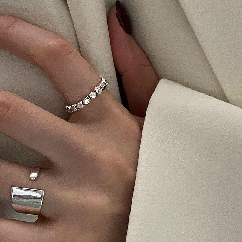 Korean Style Contemporary S925 Silver Open Ring With Sparkling Detail Women For