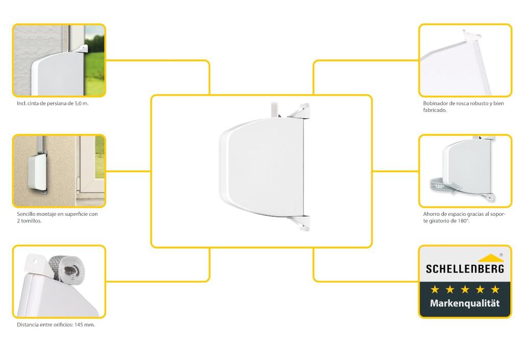 Folding Outdoor Dustpan 28x159x120mm White 180° Rotating with 5m Schellenberg Tape