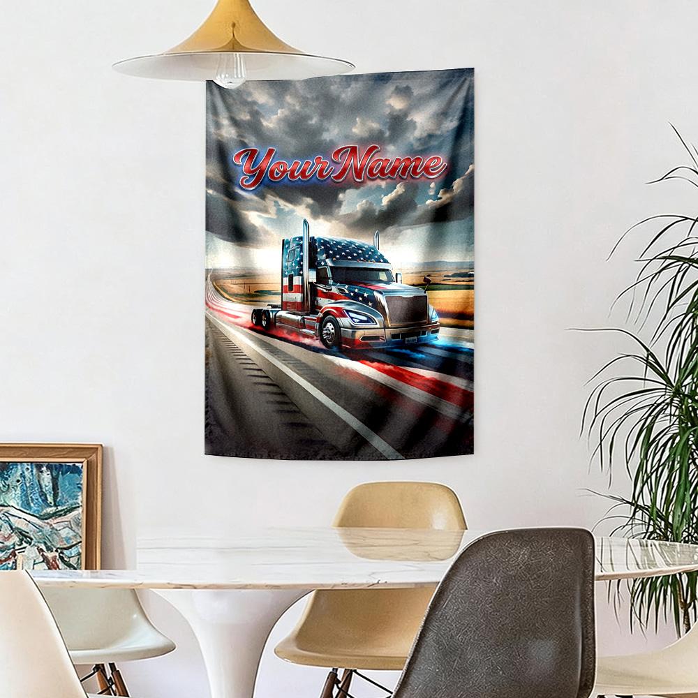 Kw Heavy Trucks Custom Your Name Wall Decor Tapestry Art For Pet Memorial Birthdaywedding Party Backdrop Family Gift