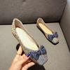 Woman Flats Comfortable 2025 Trend Square Toe With Bow Slip-on Shoes for Women Spring High Quality Chic and Elegant Dress Shoe