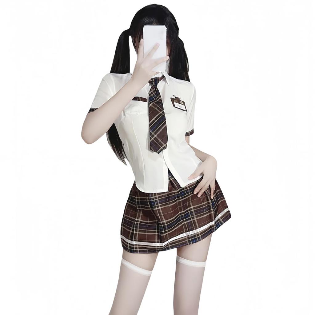 Emfay JK Cosplay Short School Uniform Sailor Set with Stockings Uniform, Sleeve, Costume, Suit, 4-Piece