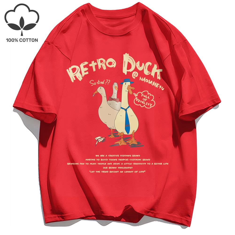 

Мужские футболки с ретро-принтом утки, свободные, хлопковые, дышащие, с коротким рукавом, модная одежда, летний мягкий базовый топ унисекс S