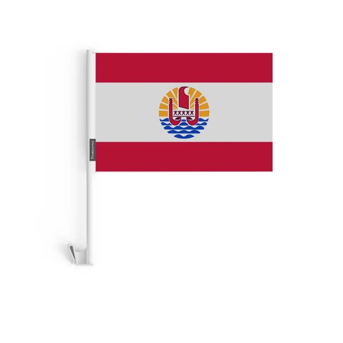 Drapeau - Polynésie Française - 14 X 21 Cm - 20 Pièces - Polyester - Impression Recto/verso