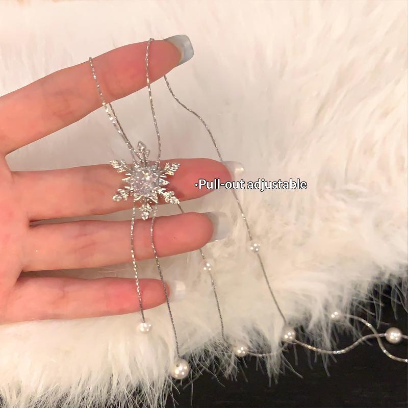 Firework Pearl Pendant Slider Necklace For Women Exquisite Sweet Long Tassel Sweater Chain Vintage Casual Versatile Jewelry Gift