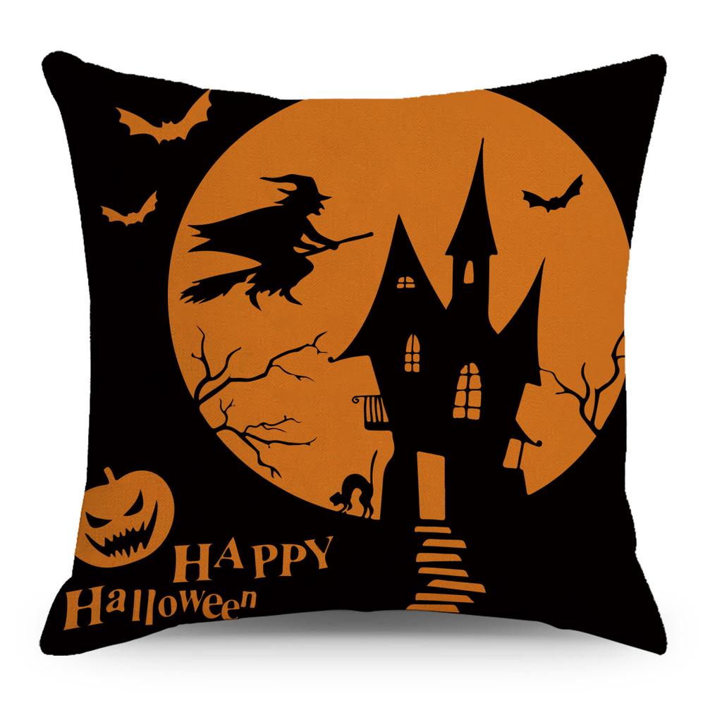 Halloween Cushion Cover 45x45 Pillowcase pumpkin witch car Printed Sofa Cushions Decorative Pillowcover Home Decor Pillow case