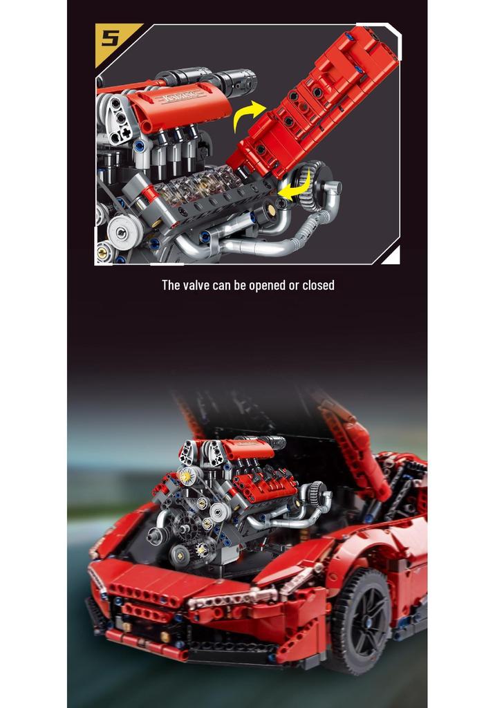 Ferrari V8 Engine Model Kit with App-Controlled Lights & Mechanisms