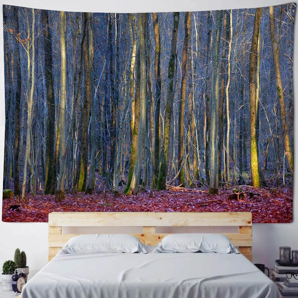 Natural Forest Landscape Tapestry Wall Hanging Garden Landscape Home Living Room Bedroom Dormitory Decoration Background Cloth