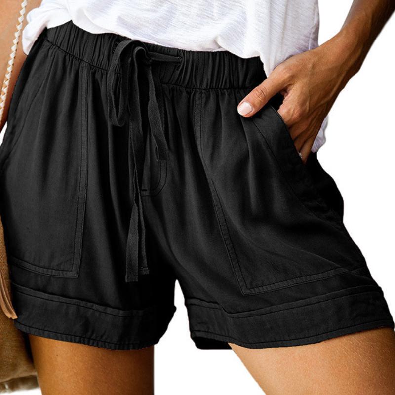 Women's Casual Loose Elastic Waist Plus Size Shorts with Pockets Trousers