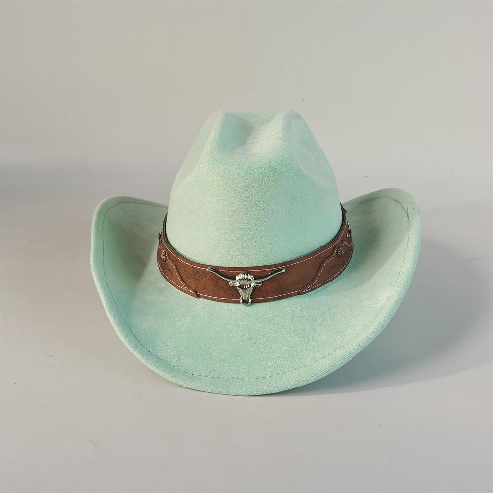 Bull Head Accessories Cowboy Hat For Women Men 7.5Cm Wide Brim Western Suede Hat For Cowboys And Cowgirls Sombrero Vaquero