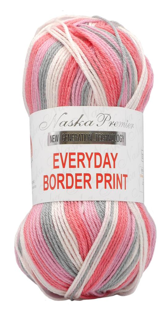 NASKA Hand Knitted Yarn Everyday Border Print Medium Type 100g 250m Set of 5 Balls Col.501 Multi-color Approx. N-104