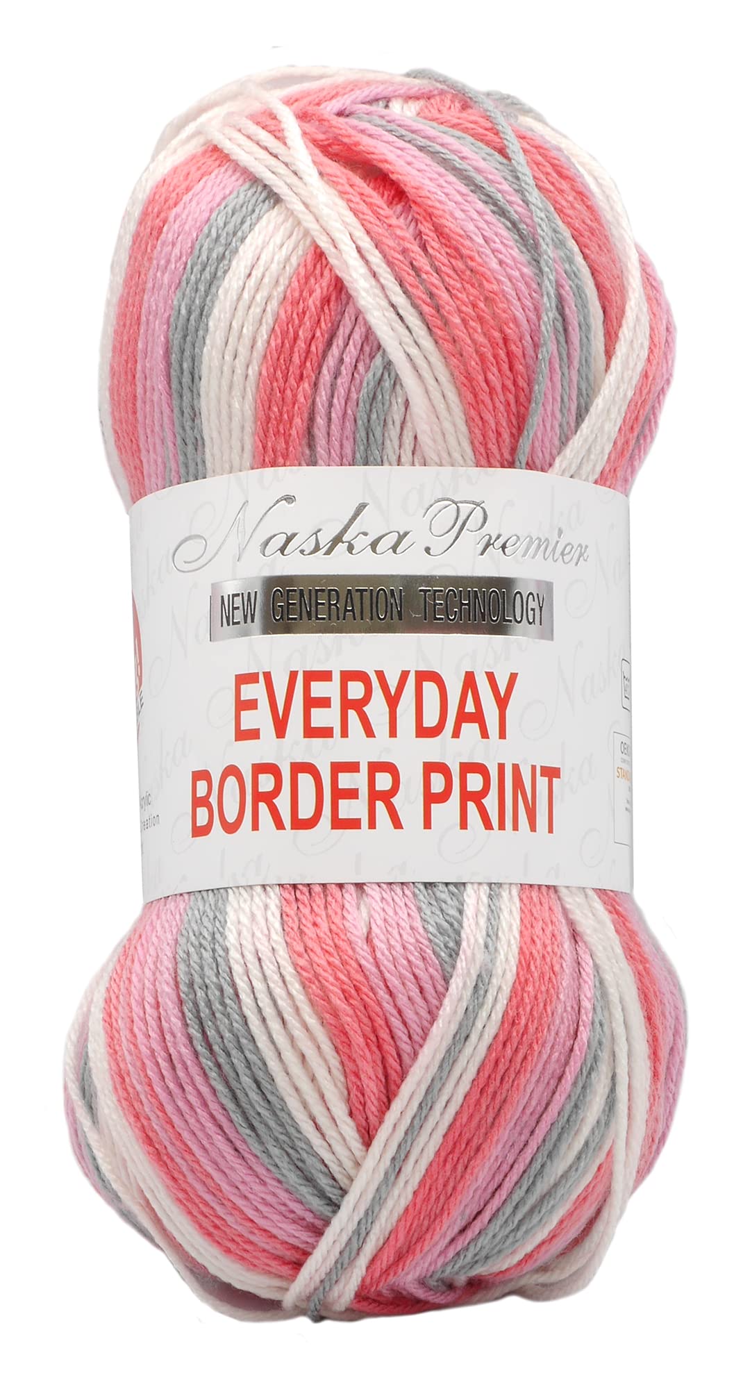 

NASKA Hand Knitted Yarn Everyday Border Print Medium Type 100g 250m Set of 5 Balls Col.501 Multi-color Approx. N-104
