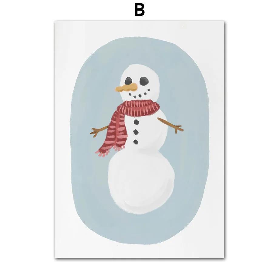 Cartoon Christmas Holiday Tree Balls Sock Snowman Car Wall Art Canvas Painting Posters And Prints Wall Pictures Kids Room Decor