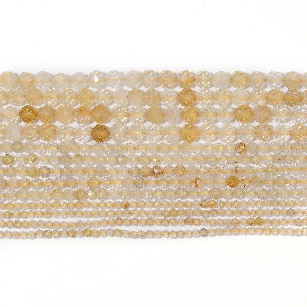 2 3 4mm Natural Faceted Citrine Opal Jade Onyx Gem Stone Beads Round Mineral Beads For Jewelry Making DIY Bracelet Accessories