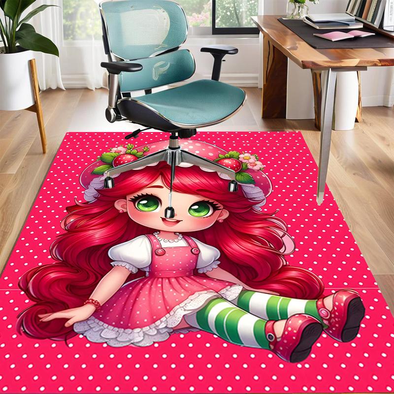1pc Strawberry Princess6 Design Area Rug - Non-Slip, Soft & Cozy Floor Mat for Living Room, Bedroom, Office - Indoor/Outdoor Decorative Carpet