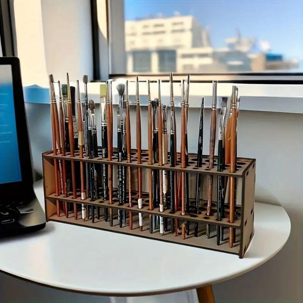 Space Saving Brush Holder Multi Hole Brush Storage Rack New Paintbrush Organizer  Desktop Storage