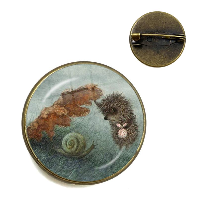 Broche de Ouriço Vintage Alfinetes de Animais Fofos Broches de Joias da Moda Broche de Gola Banhado a Bronze Antigo Para Mulheres Homens Presente