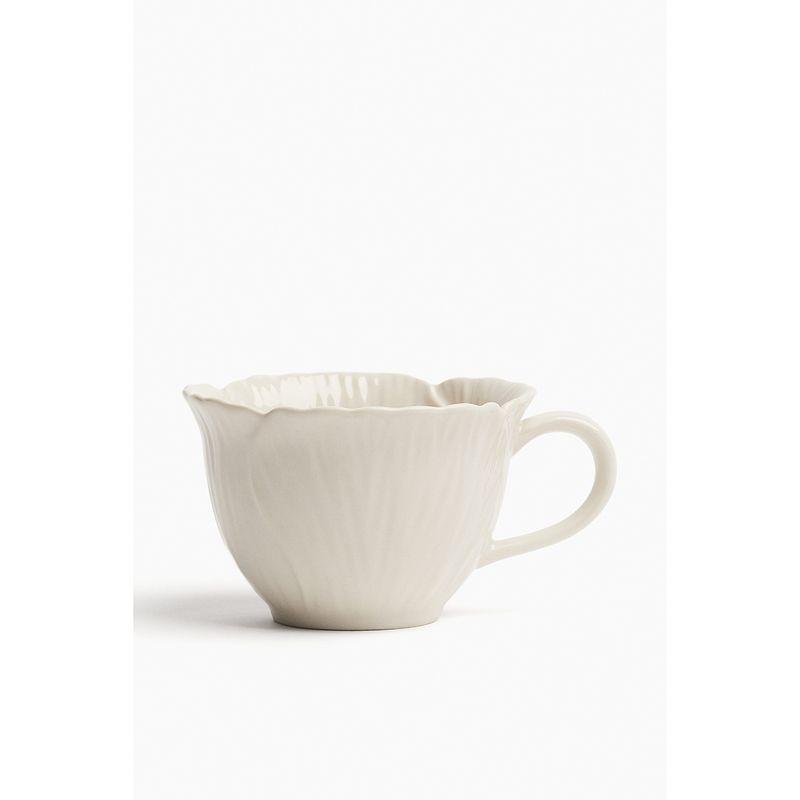 

HM Home Household Supplies Autumn Glazed Semi-Porcelain Flower Shape Mug 1261981 Light Beige