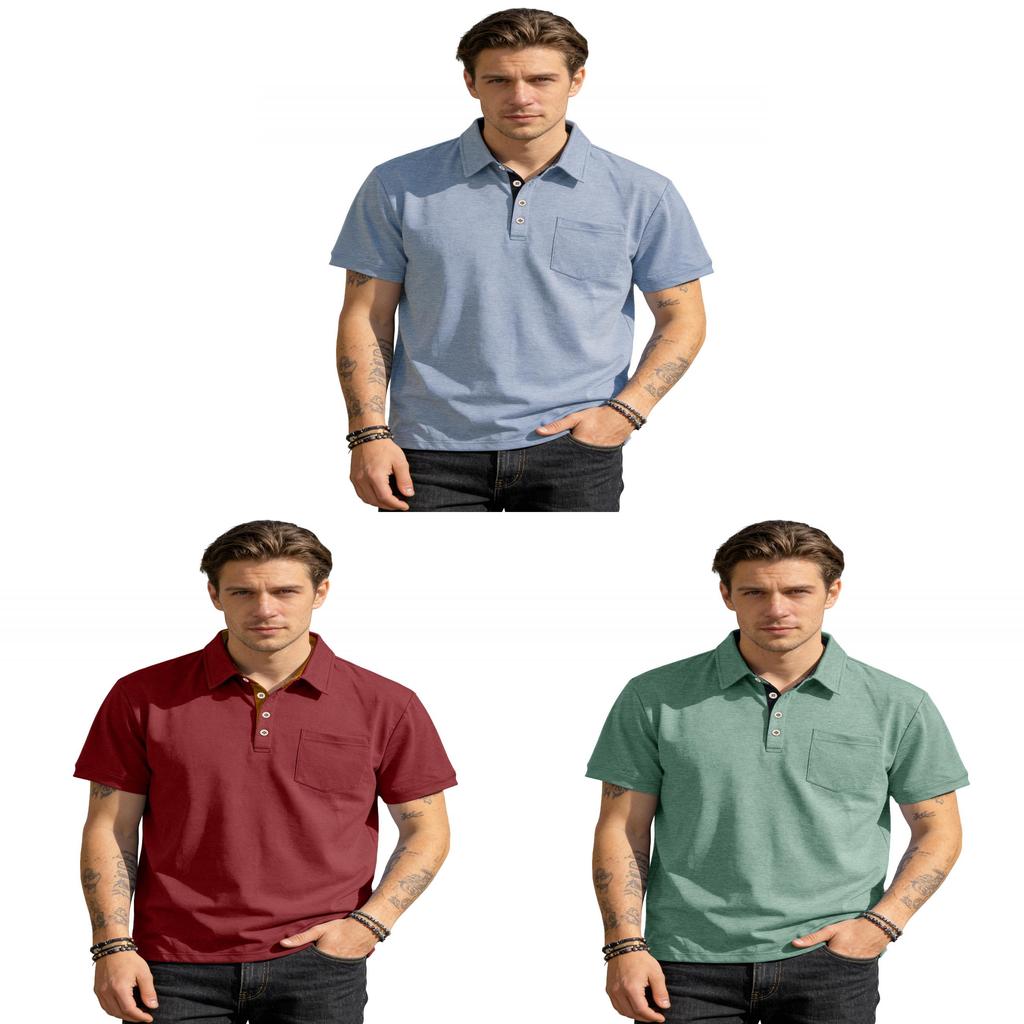 Polo Shirt For Men Short Sleeve Cotton Blend Business Casual Summer Wear For Men