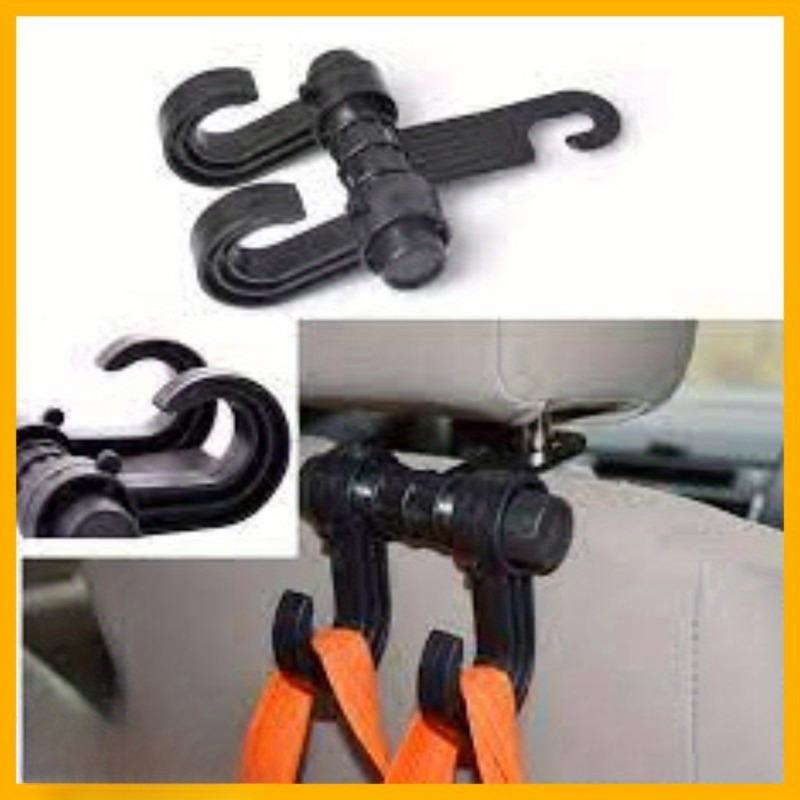 Universal Multi-functional Car Seat Back Double Hook 360-degree Rotating Accessory, Durable Vehicle Organizing Tool