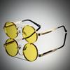 Metal Double Beam Round Frame Sunglasses Retro Punk Style Steam Spring Frame Sunglasses