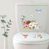 3 Sheets Flowers Birds Butterflies Toilet Seat Lid Stickers, Removable Waterproof Toilet Cover Sticker Decals, Self-Adhesive Bathroom Wall Stickers,