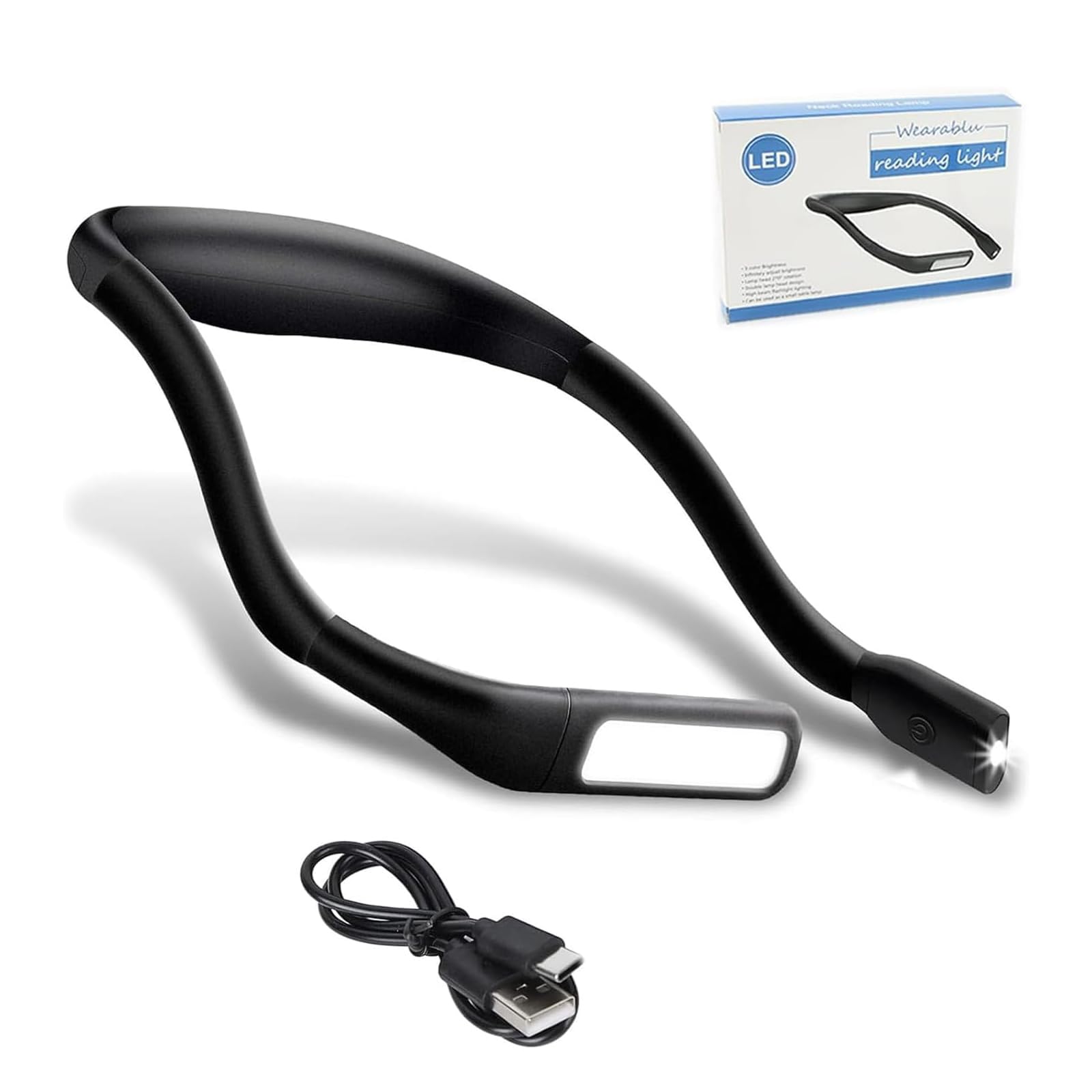 

YUENTOEN Neck Reading Light with 3 Color Temperatures, Stepless Dimming, 360° Angle Adjustment, 1800mAh Built-in Long-Lasting Battery, IPX4