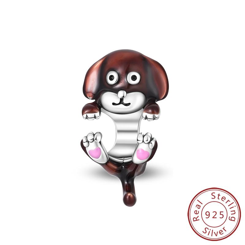 

S Copper Charms Pendant Capybara Sausage Dog Animal Safety Chain Beads Fit Original Bracelet Women Jewelry