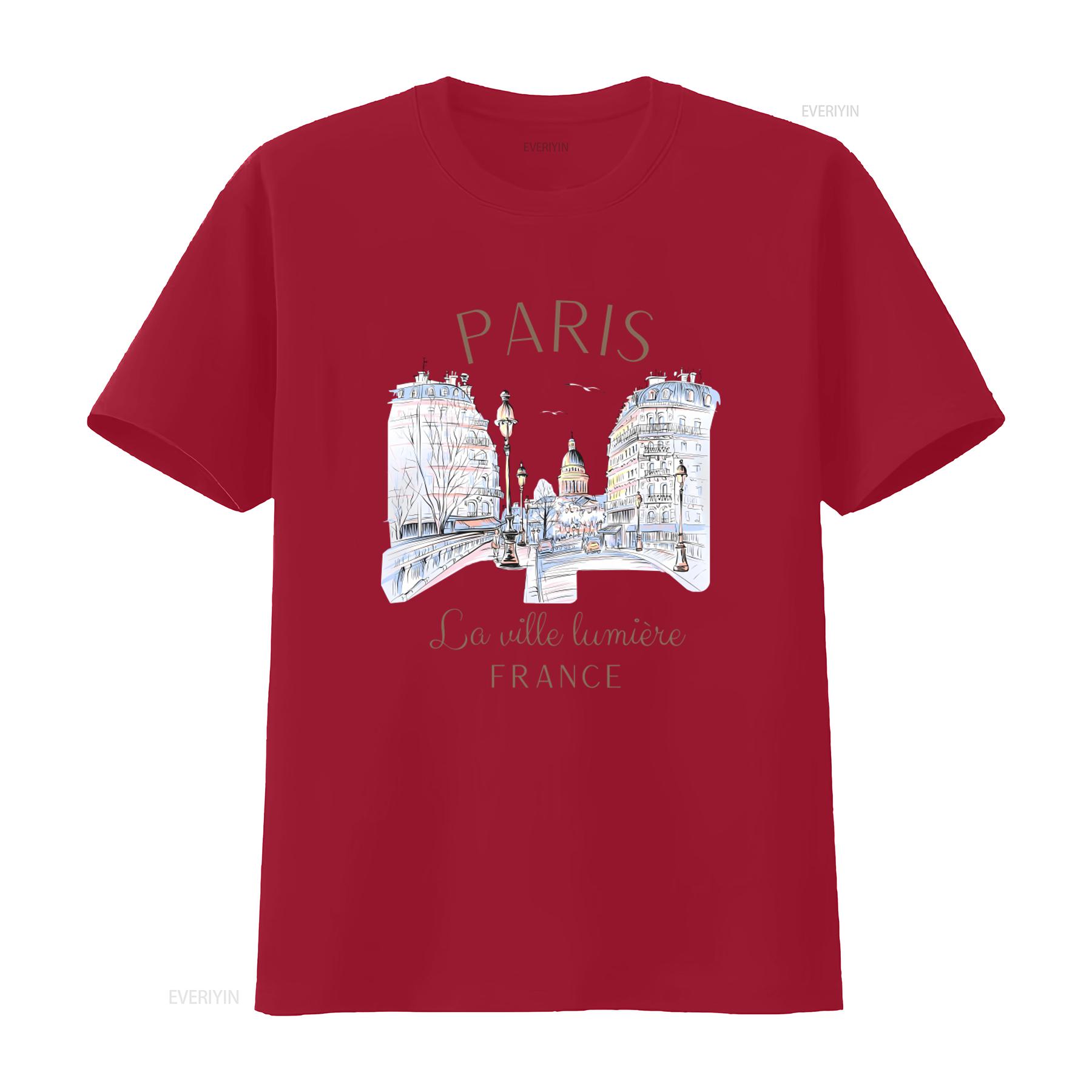 Париж Монмартр Французская Франция Мягкая Удобная Футболка Дизайн La Ville Lumière Винтажный Стирка Уличный Стиль Дышащая S