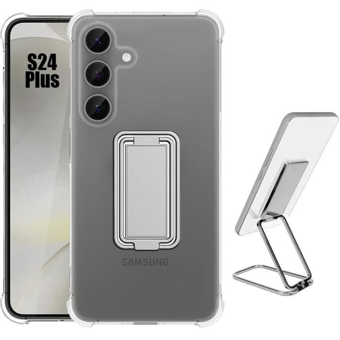 Coque de protection pour Samsung Galaxy S24+ - BOOLING - Coins renforcés - Support pliable argenté