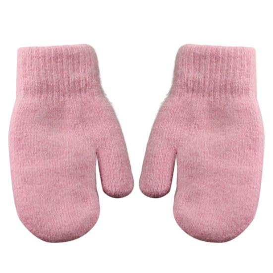 1 Pair Women Mittens Double-layers Cute Stretchy Soft Thickened Cold Resistant Solid Color Autumn Winter Girls Gloves for Riding