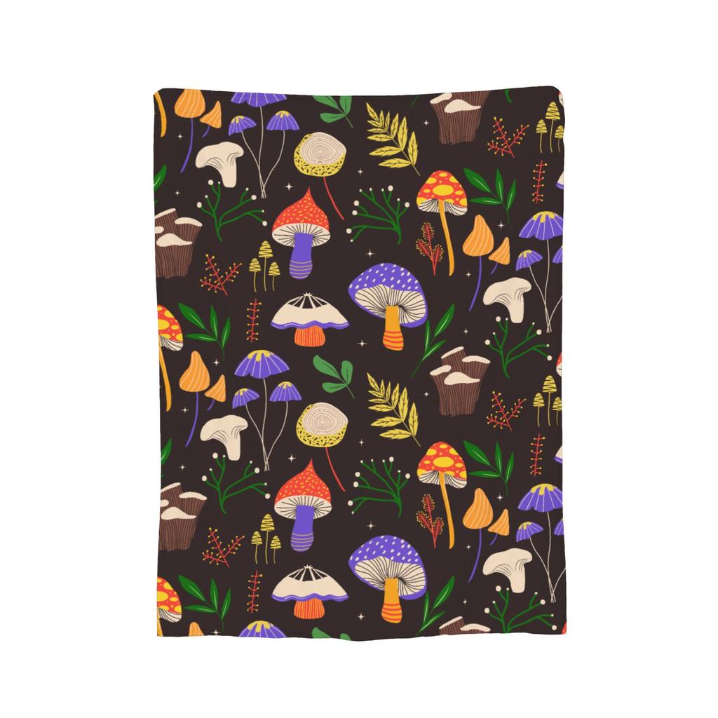 Leaf and Mushroom Pattern Blankets Velvet Spring Autumn   Multifunction Super Warm Throw Blankets for Home Couch Bedding Throws