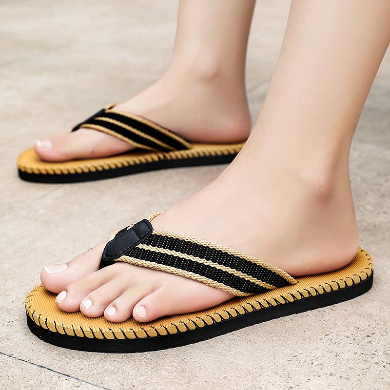 Fashion Summer men's flip-flops canvas breathable wading sandals Comfortable beach slippers Casual shoes Indoor bathroom shoes