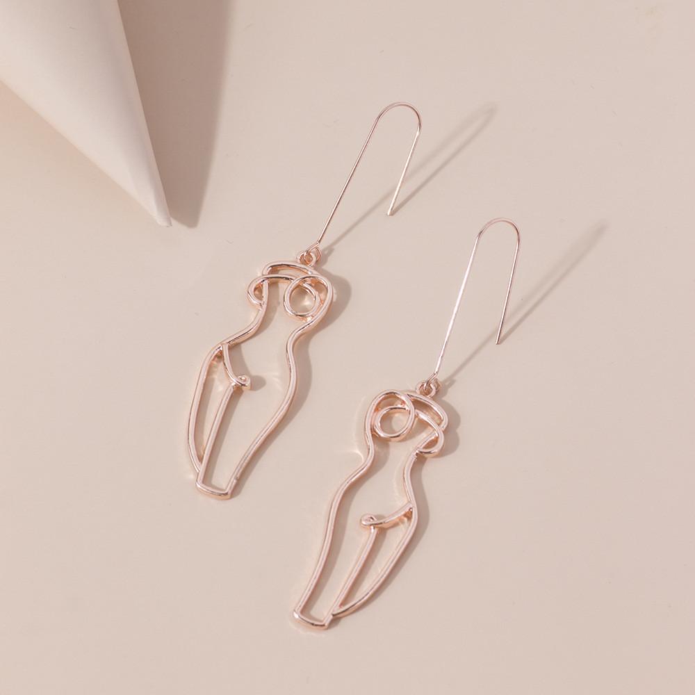 Face Alloy Unique Outline Drop Earrings For Women 2021 Summer Collection