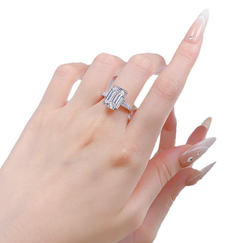 Simulation Emerald Cut 9 * 13Mm Rectangular Ring Ring