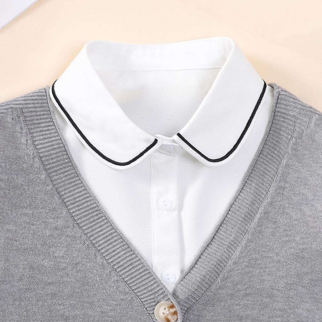 Women's Embroidered Contrasting Round Neck, Fashionable and Elegant Peter Lapel, Detachable and Versatile Chiffon Fake Collar