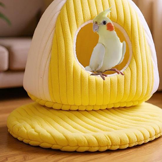 Hanging Birds Nest Winter Warm Parrot Nest with Mat Birdcage Plush Hammock Bed for Parakeets Cockatiels Budgies Conures