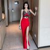 New Temperament High-end Car Model Evening Dress Can Usually Be Worn Waist Thin Atmosphere Sexy Lace Dress Summer
