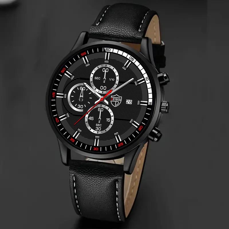 Fashion Men's Luxury Business Quartz Watches Analog PU Leather Wrist Watch  Ideal Choice for Gifts