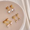 Super flash zircon temperament stud earrings, simple single diamond titanium steel earrings, women's niche two-color optional gifts