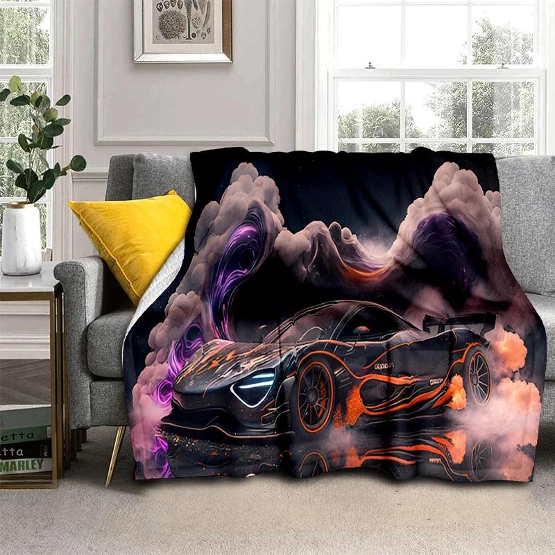 Coperta Cartone Animato Auto Sportiva Futura 3D HD Concept Car, Coperta Morbida da Divano per Casa Camera da Letto Letto Divano Picnic Viaggio Coperta per Bambino