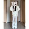 Womens Cute Snowman Print Padded Coat Winter Loose Fit Warm Casual Jacket