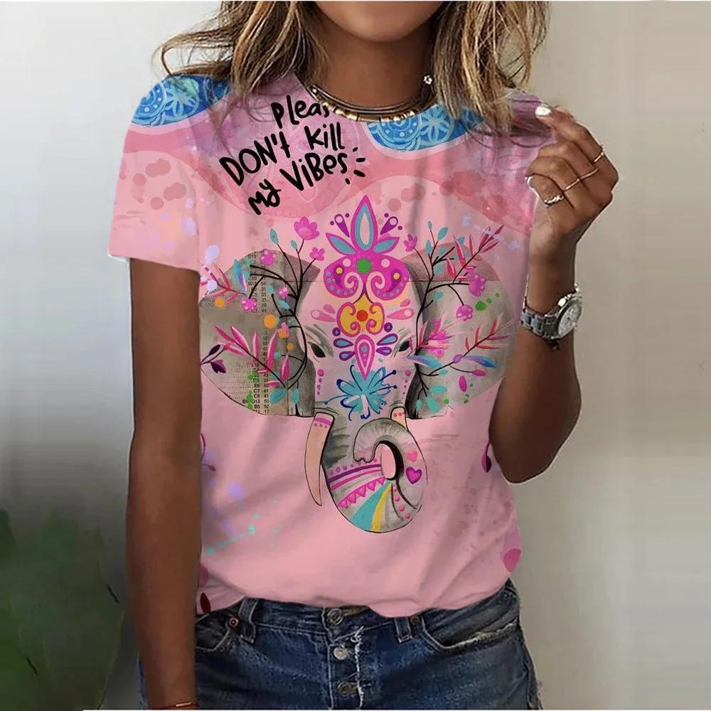 

Colorful Holy Elephant 3D Print Women s T-Shirts O-Neck Short Sleeve T Shirt Harajuku Tops Oversized Y2k Tees Female Clothing 6XL