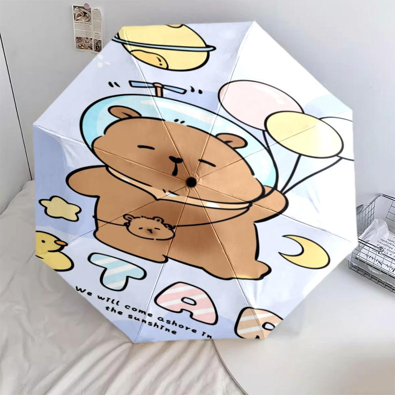 Space Bear Dreams Folding umbrella 8 paraphenoid bones Portable Sun umbrella Umbrella Three folds