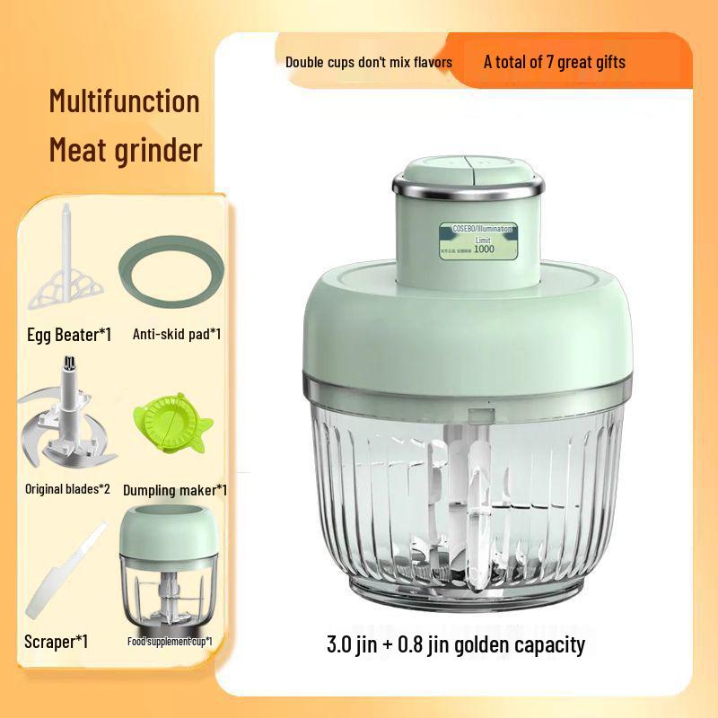 Fleischwolf mit zwei Kammern, Geschmacksneutral, Dickes Glas, Multifunktionaler Lebensmittelverarbeiter für Fleisch und Gemüse.