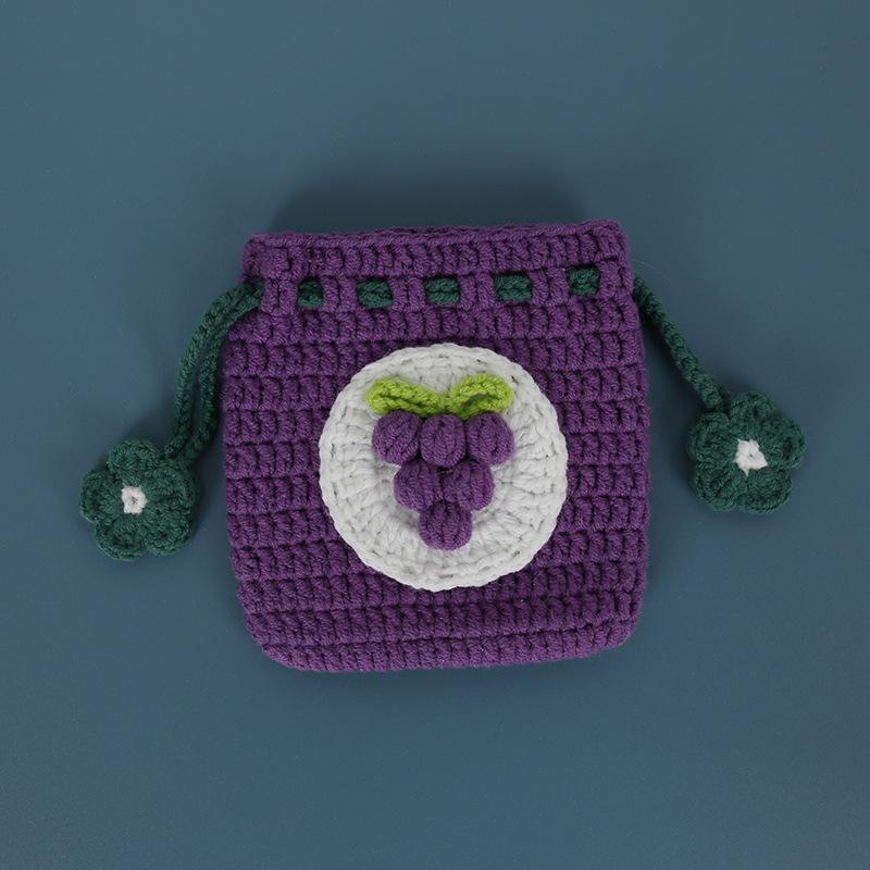 Handmade Sweet Knit Crochet Drawstring Coin Purse