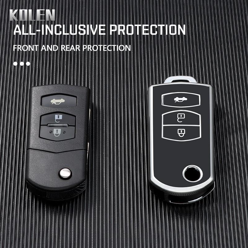 New Tpu Car Flip Key Case Cover Shell Fob For Mazda 2 3 5 6 Cx7 Cx9 Rx8 Mx5 M6 Key Protector Holder Keyless Accessories Keychain